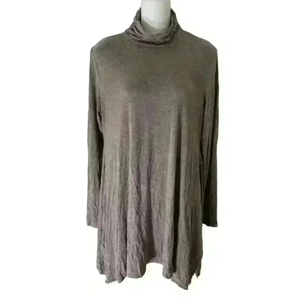 Soft Surroundings Cowl Neck Sweater Dress A-line High/Low Beige  Medium